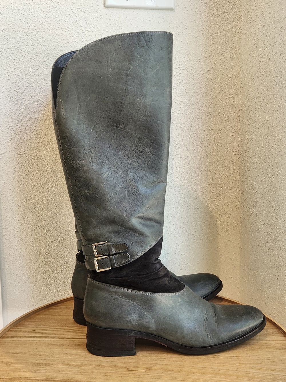 Cordani Gray Over-the-Knee Leather Boots with Buckle Detail EU 38.5 Or US 7.5-8 - Picture 2 of 12